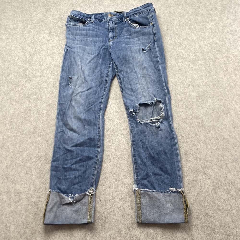 Joe's Jeans Cuff Crop Jeans Womens 30 (30x25) Blue Distressed *LIGHT STAIN*